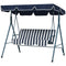 Outsunny 3-Seater Outdoor Porch Swing with Adjustable Canopy, Patio Swing Chair for Garden, Poolside, Backyard, Blue and White