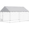 Outdoor Dog Run with Adjustable & Rotatable Bowls, Waterproof UV-Resistant Cover, Escape-Proof Lock, 13.1' x 7.5' x 7.5'