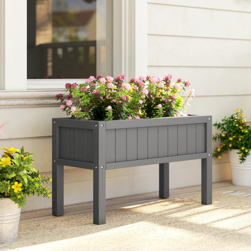 Raised Garden Bed with Legs, HDPE Raised Planter with Drainage Holes and Liner for Vegetables Flowers Herbs