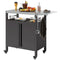 Outdoor Grill Cart Table with Foldable Side Table, BBQ Grill Stand with Stainless Steel Top & Hooks, 45.7