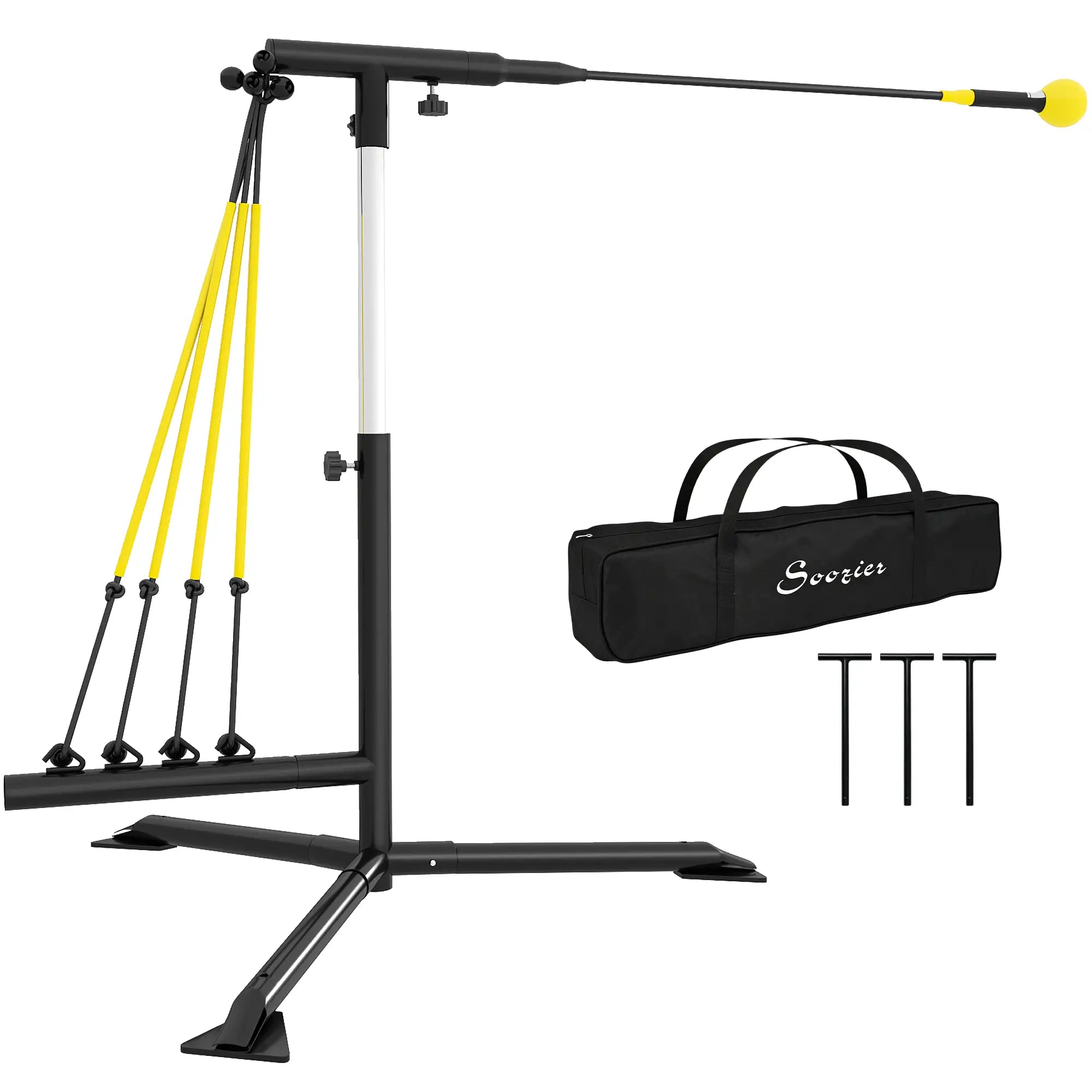 Adjustable Baseball Hitting Trainer with Auto-Rebound & Resistance Bands