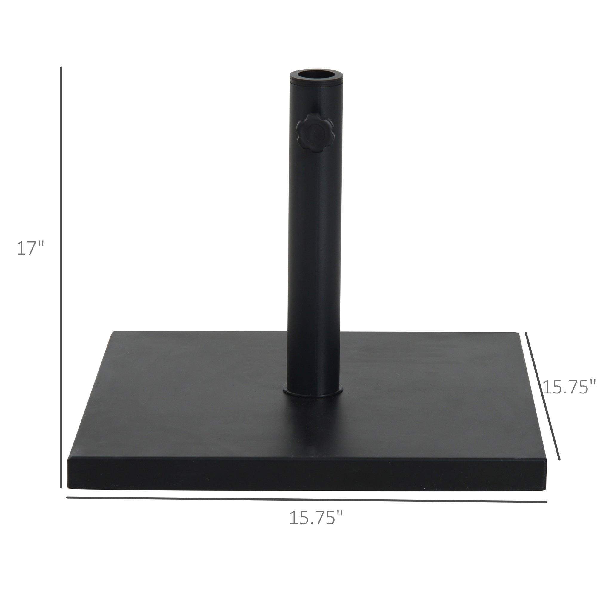 Outsunny 29 lbs Market Umbrella Base Holder 16" Heavy Duty Square Parasol Stand for Patio Outdoor Backyard Black 
