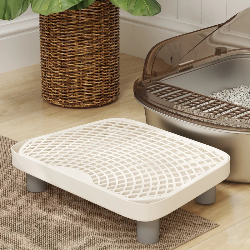 Stainless Steel Cat Litter Box with High Sided Enclosure, Step, Scoop, Non-Sticky & Anti-Urine Leakage, Easy Cleaning