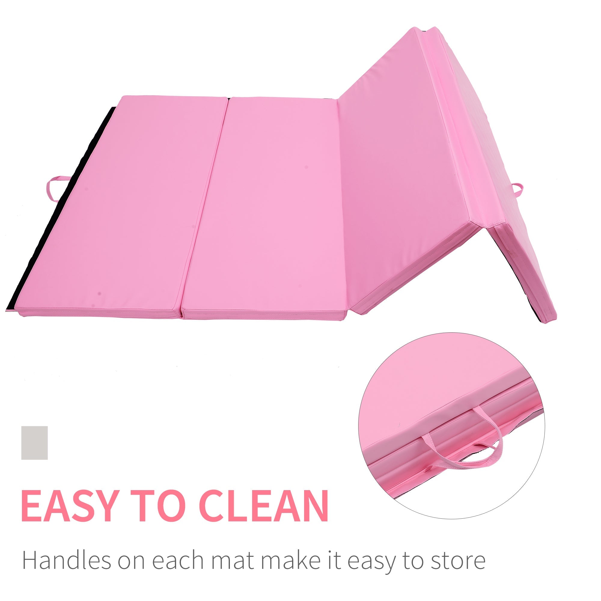 Soozier Folding Gymnastics Exercise Mat 4'x6' Yoga MMA Martial Arts Mat with Carrying Handles Pink 
