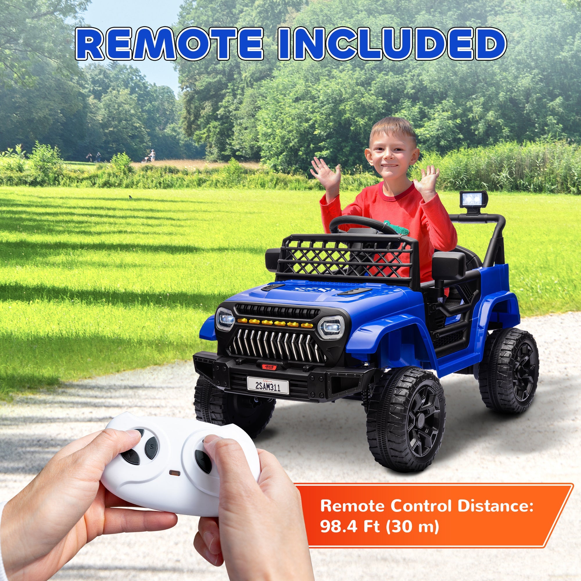 Qaba 12V Ride on Truck, Electric Car for Kids with Remote Control, Suspension, 3 Speeds, USB Music Headlights, Dark Blue 