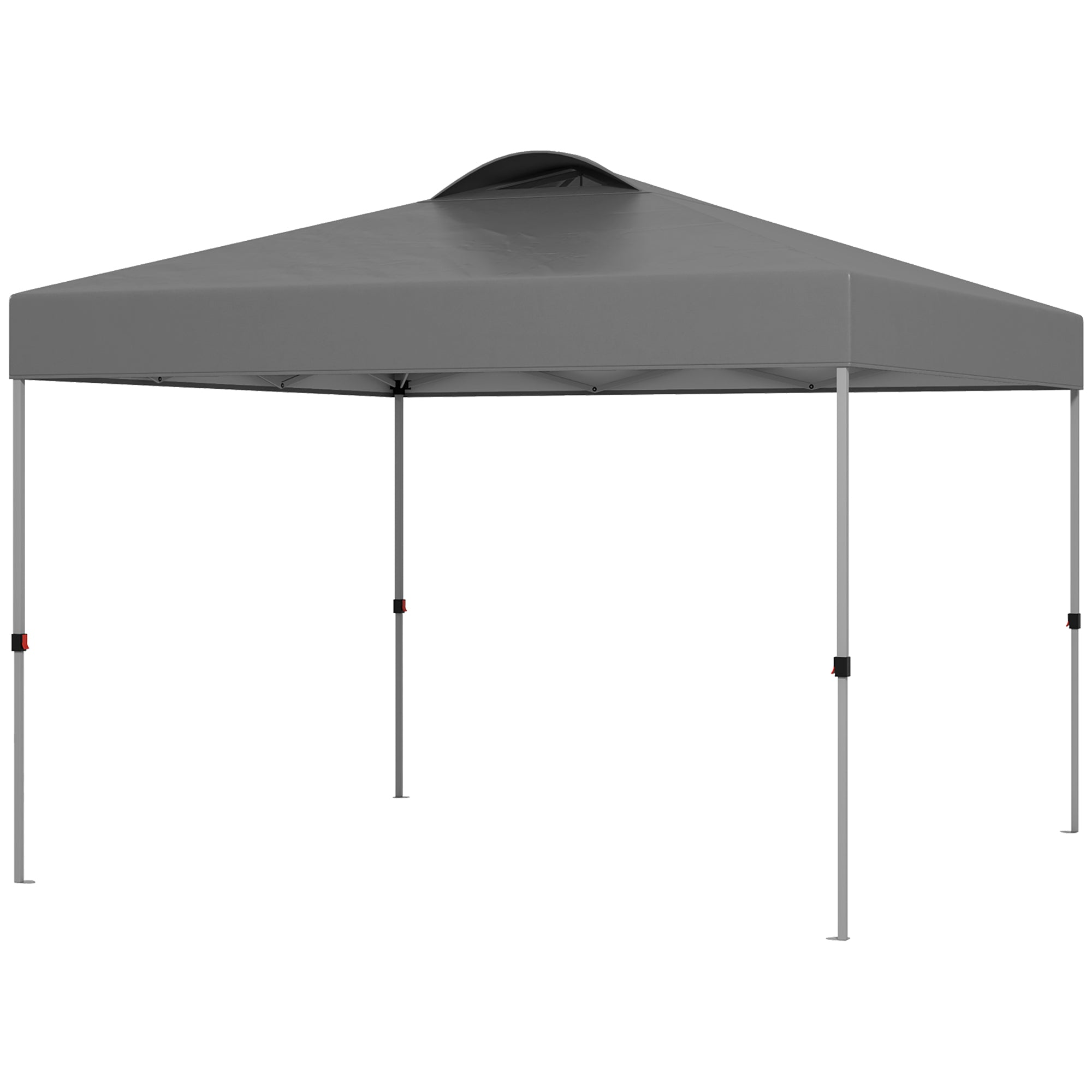 Outsunny 10' x 10' Pop Up Canopy Tent with Airy Top Vents and Wheeled Carry Bag for Outdoor, Garden, Patio, Dark Grey 