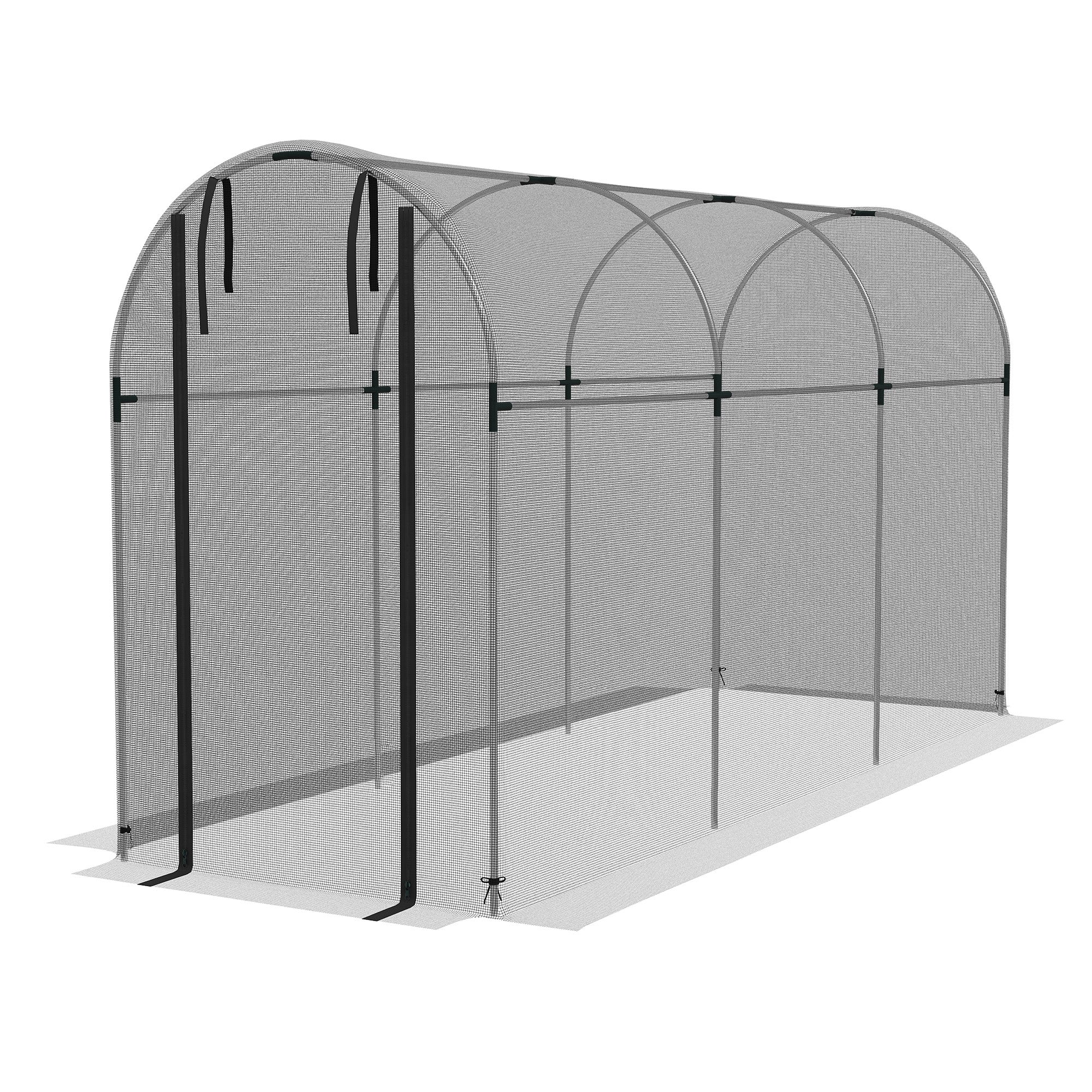 Outsunny Plant Protection Tent Galvanized Steel Crop Cage with Zippered Door 4'x12' Black for Outdoor Gardening 