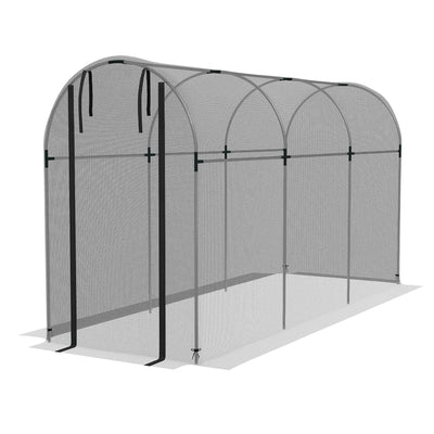 Outsunny Plant Protection Tent Galvanized Steel Crop Cage with Zippered Door 4'x12' Black for Outdoor Gardening 
