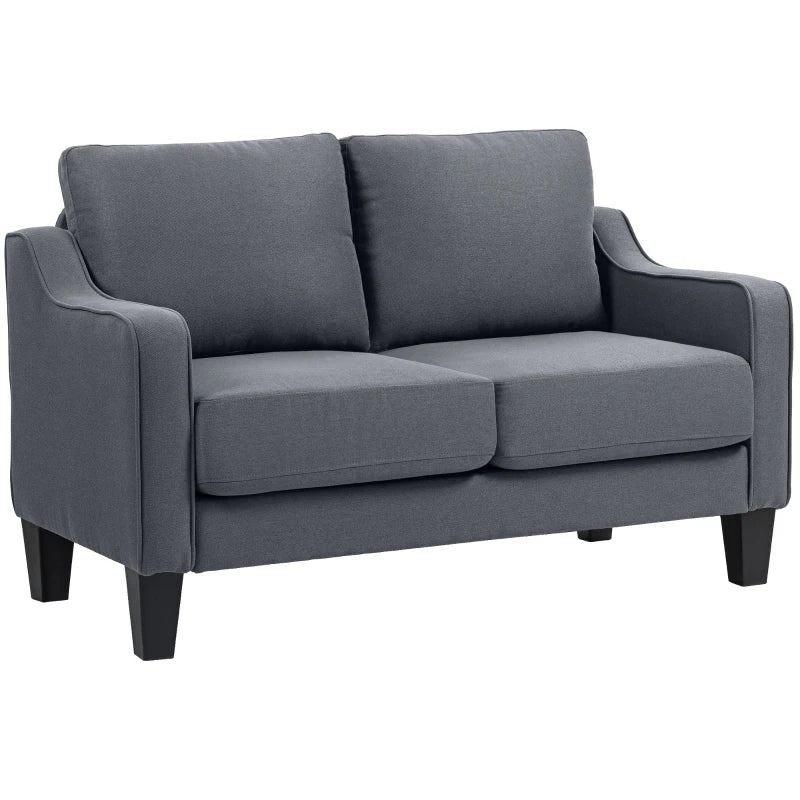 Loveseat Sofa, Modern Couch with Pocket Spring, Linen Upholstered, Thick Padded, Charcoal Grey