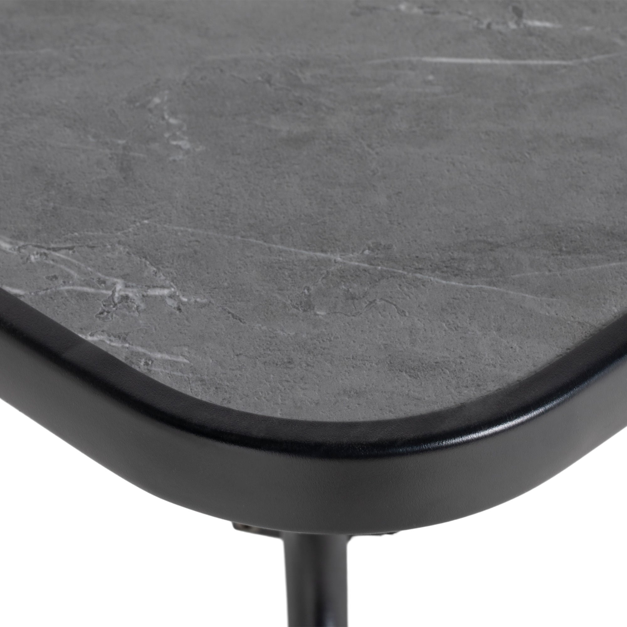 Outsunny Square Outdoor Table, Patio Bistro Coffee Table with Faux-marbled Top and 42mm Umbrella Hole for Garden, Dark Grey 