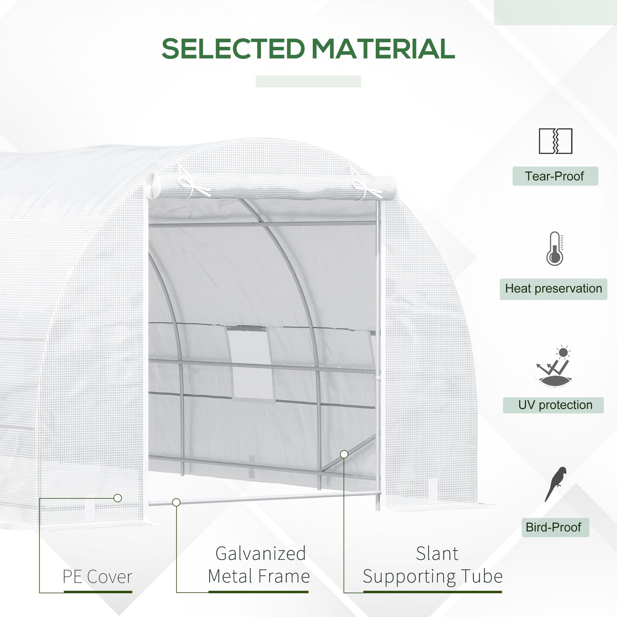 Outsunny 20x10x7ft Heavy Duty Tunnel Walk-in Greenhouse Outdoor Backyard Seed Plant Vegetables Grow Warm House White 