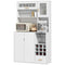 HOMCOM Coffee Bar Cabinet Kitchen Hutch Wine Storage Microwave Countertop Drawer Tempered Glass Doors White Stylish Versatile Furniture