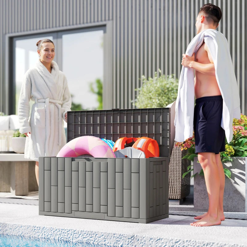 60 Gallon Resin Deck Box, Lockable Outdoor Storage Box, Splash-Resistant & UV Resistant Patio Storage Container