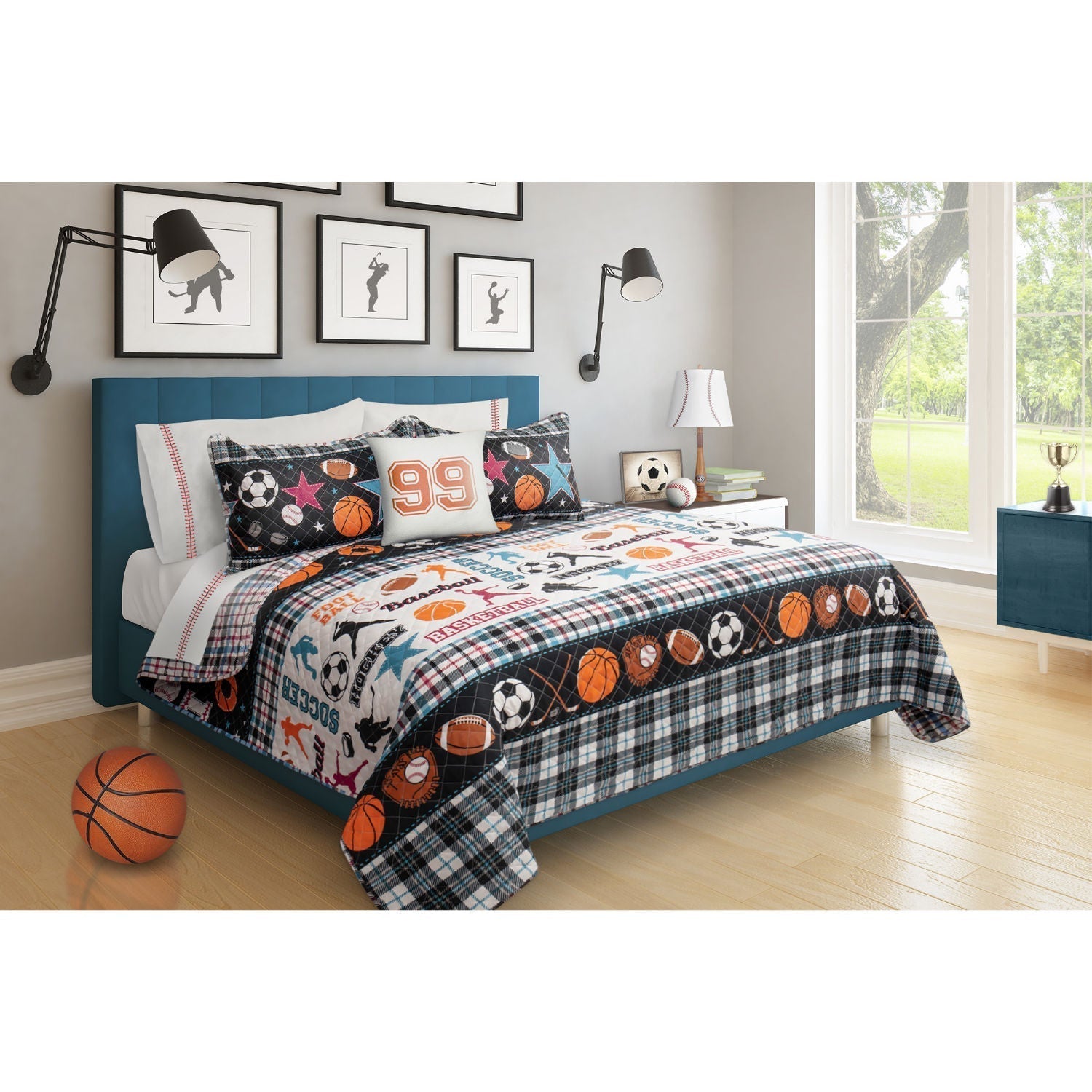 Quilt 3 Piece Set Double/Queen All Star Black 