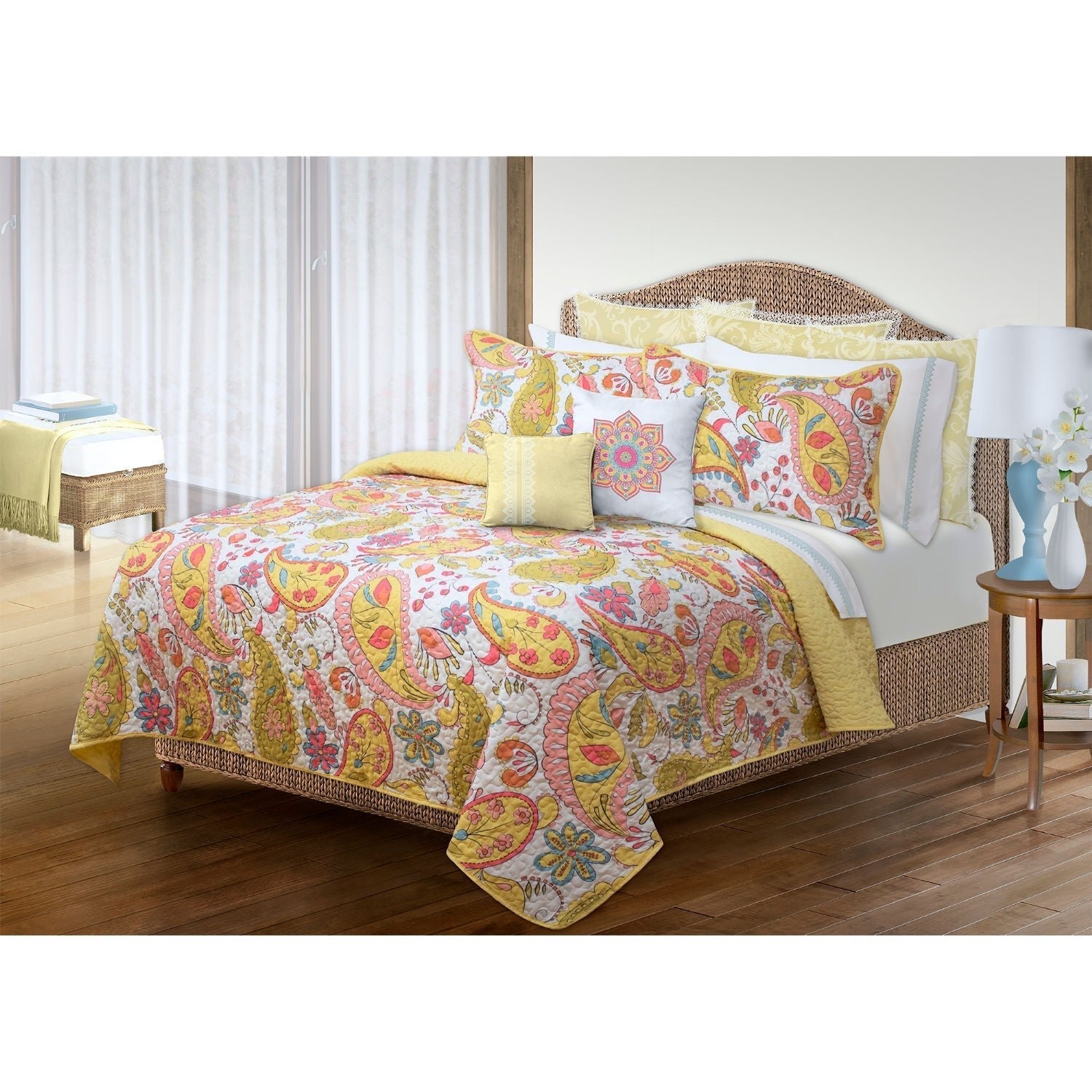Quilt Bedding Set Woven 3 Piece Set Double/Queen Bliss 