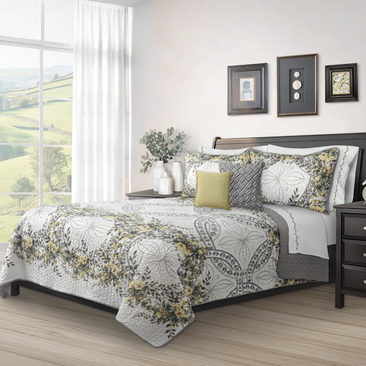 Quilt Bedding Set Woven 3 Piece Set Double/Queen Forever Yellow 