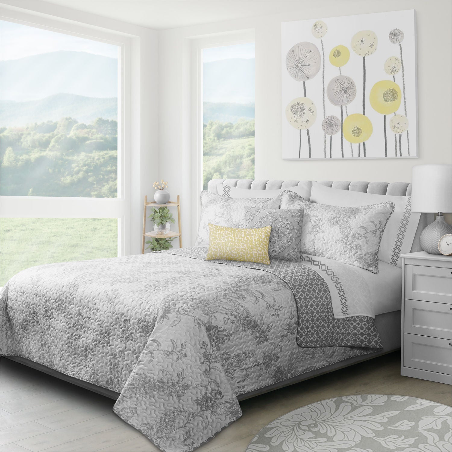 Quilt Bedding Set Woven 3 Piece Set Double/Queen Transitions Alloy 