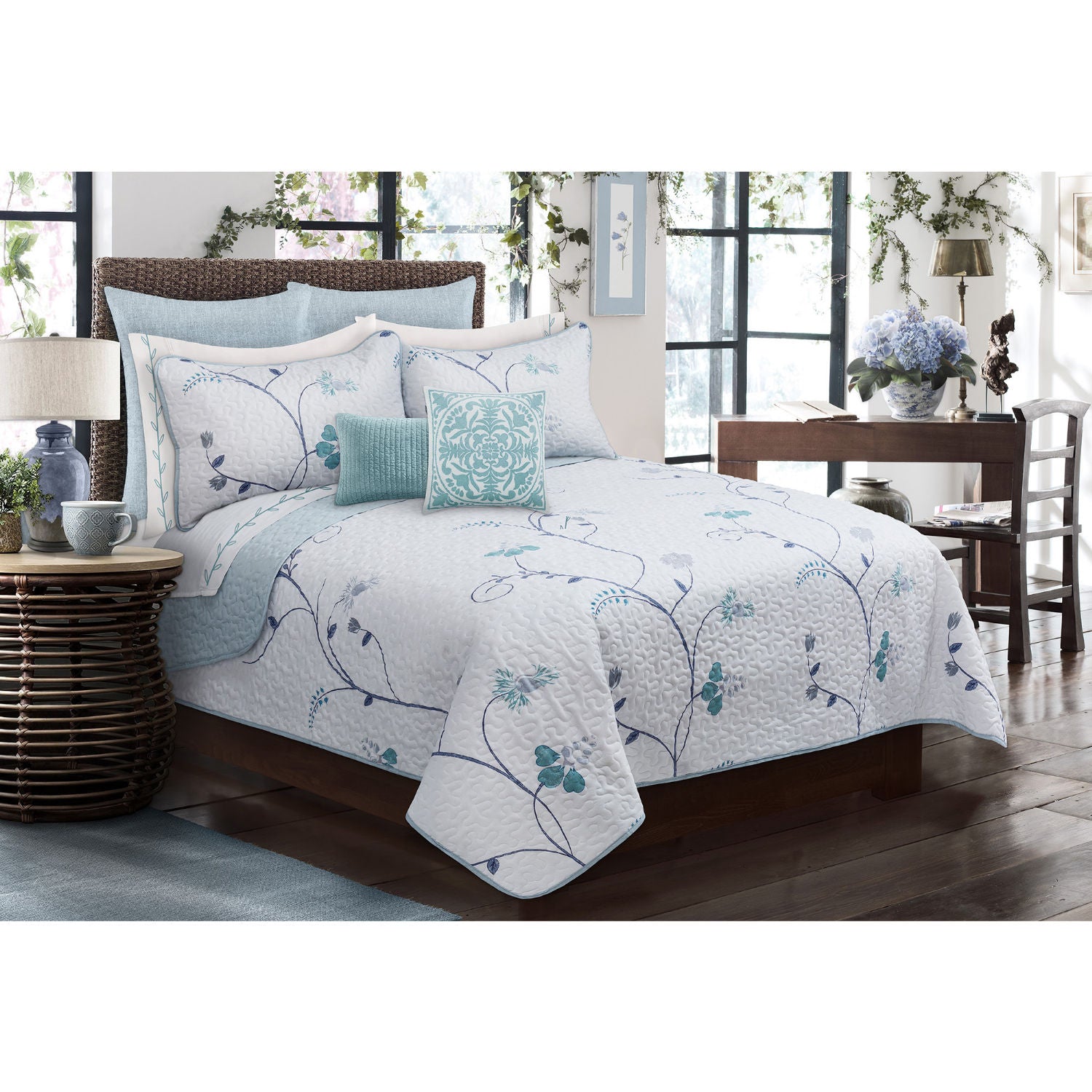 Quilt Bedding Set Woven 3 Piece Set Double/Queen Whisper 