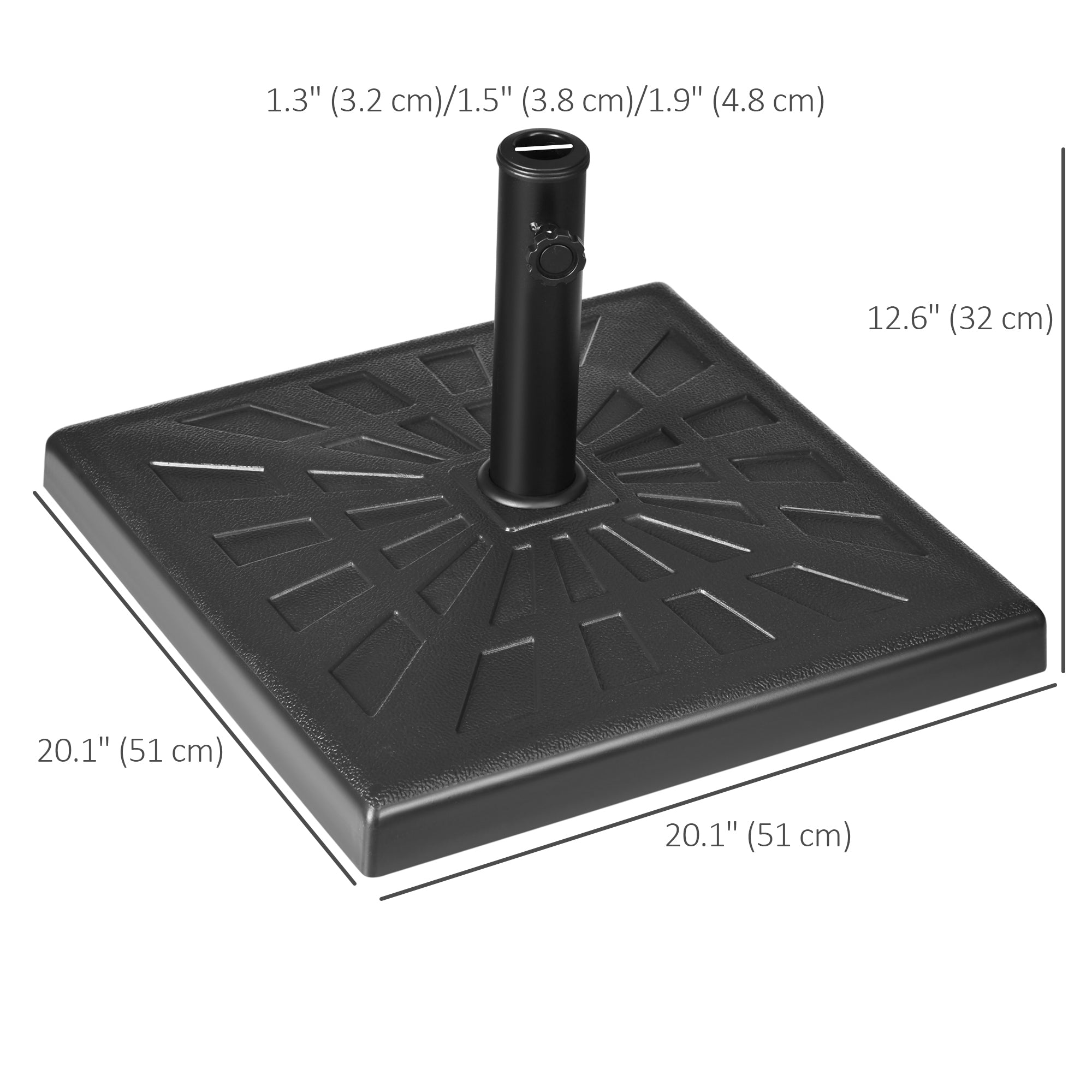 Outsunny 42 lb Heavy Duty Patio Umbrella Stand 20" Resin Square Market Holder for Outdoor Black 