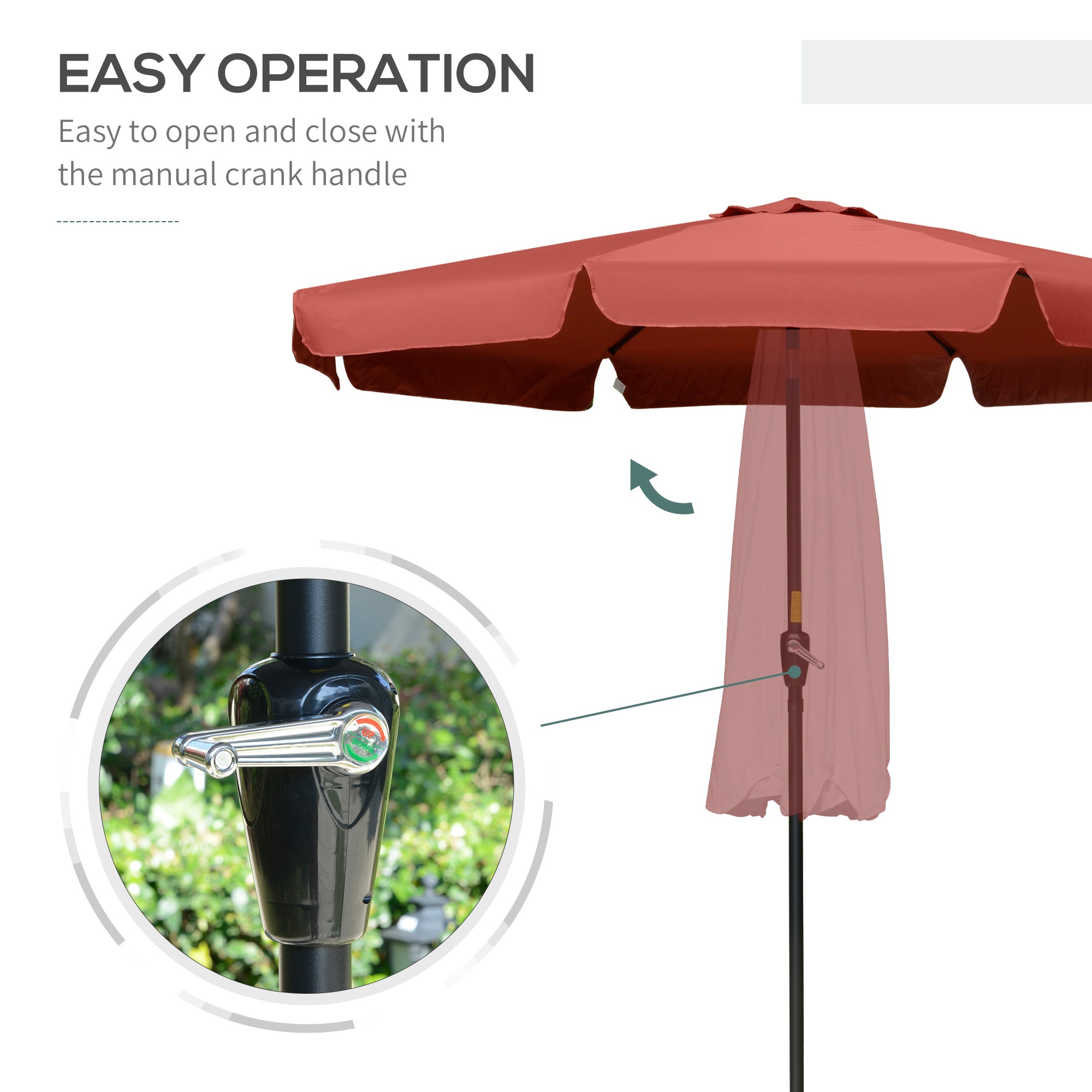 Outsunny Tilting Terrace: 8.5 ft Outdoor Market Table Umbrella Round with Crank Tilt, for Garden Backyard Deck, Wine Red Shade 