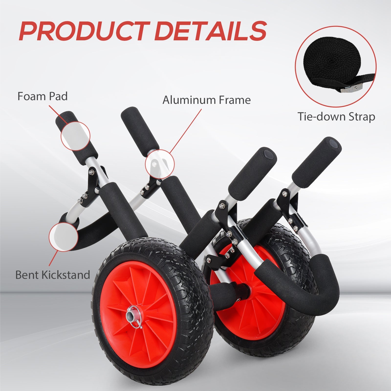Outsunny Paddleboard Dolly Aluminum Surfboard Trolley Foldable Cart for SUPs Boat Canoe Carrier Tote Silver 