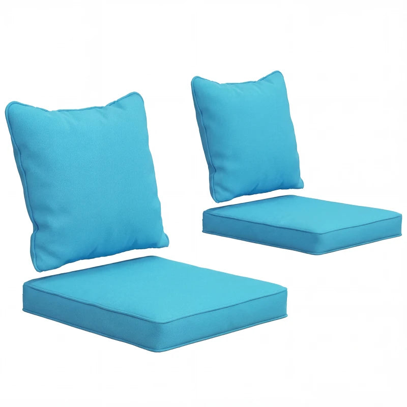 Seat Cushion Back Pillows Replacement Set of 2, Patio Chair Cushions Set for Indoor Outdoor, Turquoise