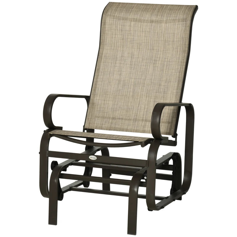 Patio Glider with Breathable Mesh Fabric, Outdoor Glider Chair, Garden Rocking Gliding Seat for Patio, Yard, Porch, Sand