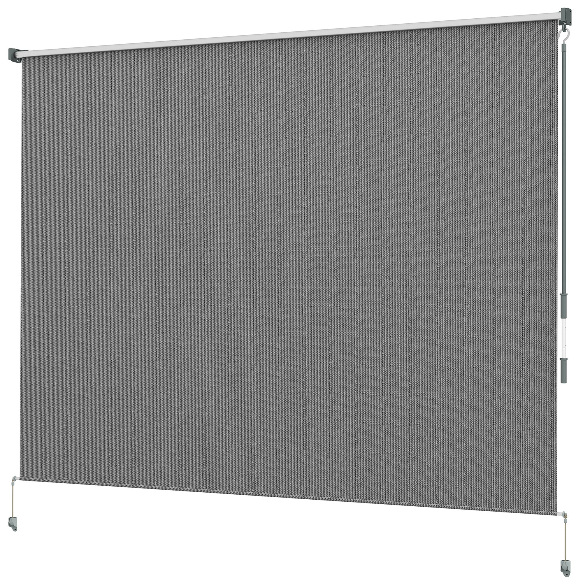 Outsunny 8' x 6' Patio Door Blinds, Outdoor Roller Shades, Cordless Roll Up Shade for Porch Gazebo, Dark Grey 