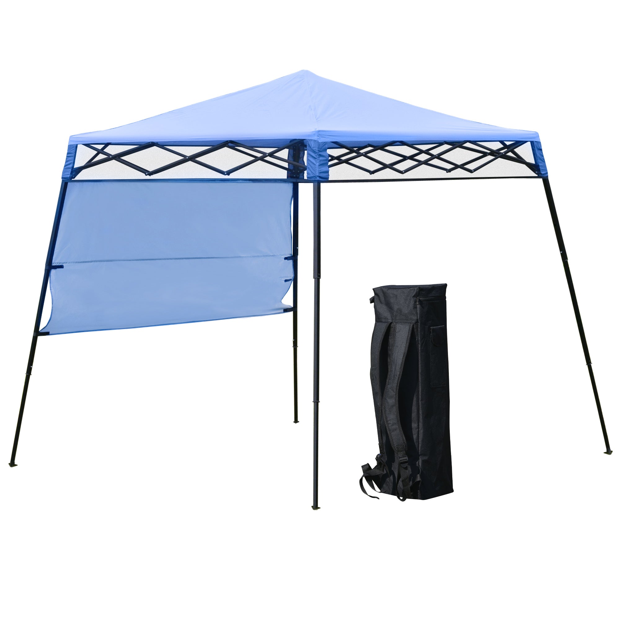 Outsunny Garden Pop Up Gazebo Tent 7'x7' with Backpack Adjustable Legs Outdoor Canopy Blue Black 
