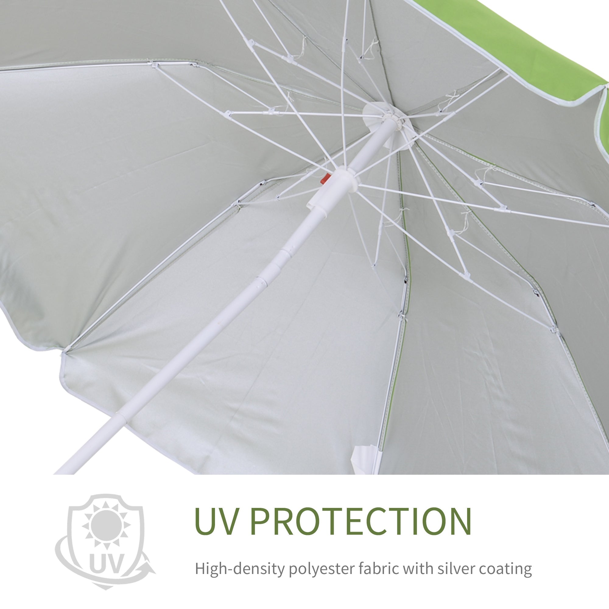Outsunny 6.7ft Beach Umbrella with Push Button Tilt, Ruffled Outdoor Umbrella with Carry Bag and 8 Ribs, Green 