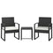 Outdoor Bistro Set, 3 Piece Wicker Patio Furniture Set with Glass Top Table and Cushions for Porch, Balcony, Cream White
