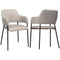 HOMCOM Modern Dining Chairs Set of 2, Linen-Touch Fabric with Armrests and Steel Legs, Accent Kitchen Chairs for Living Room Comfort