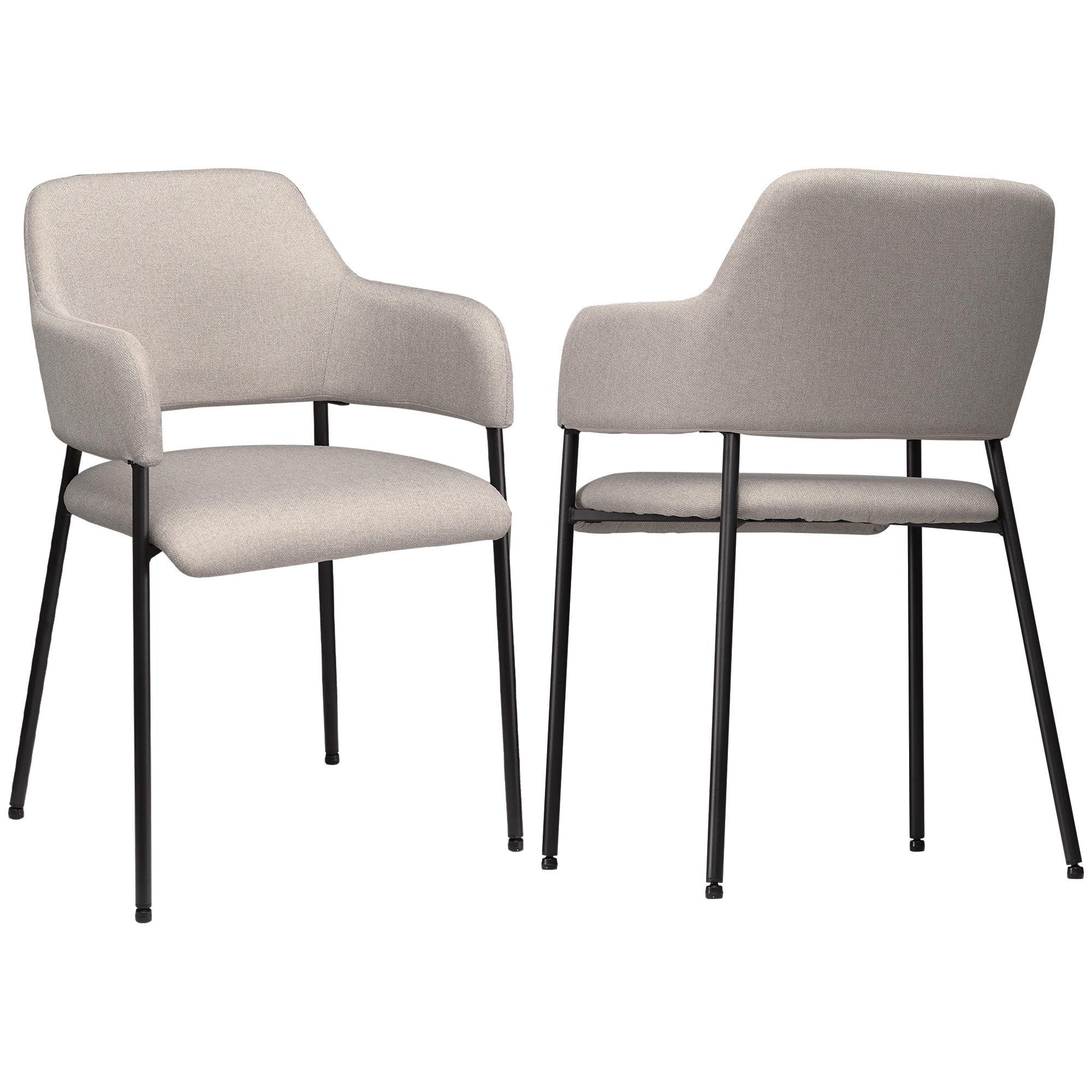 HOMCOM Modern Dining Chairs Set of 2, Linen-Touch Fabric with Armrests and Steel Legs, Accent Kitchen Chairs for Living Room Comfort 