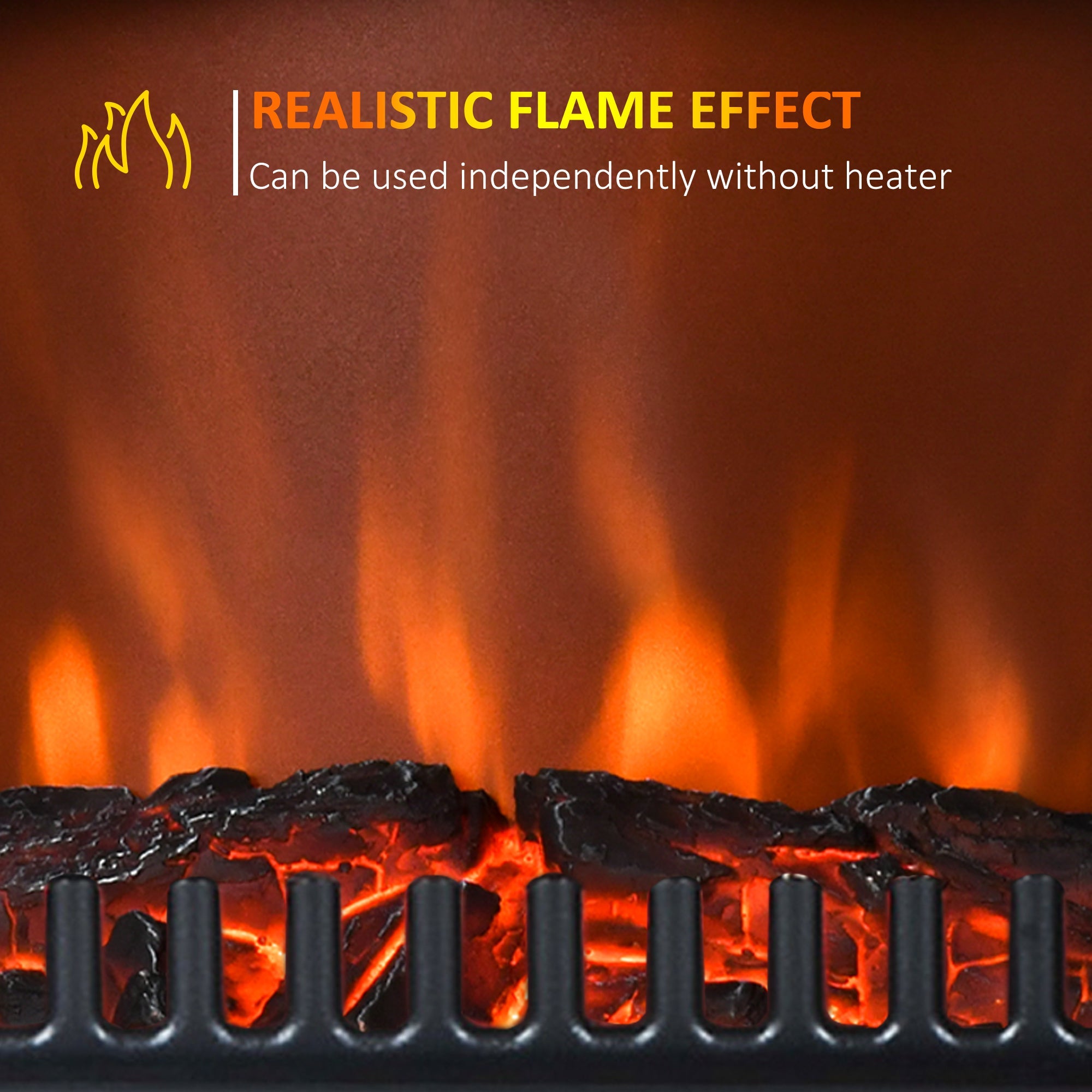 HOMCOM 16" Freestanding Electric Fireplace Heater Fire Stove with Wood Burning Flame 750/1500W Black 
