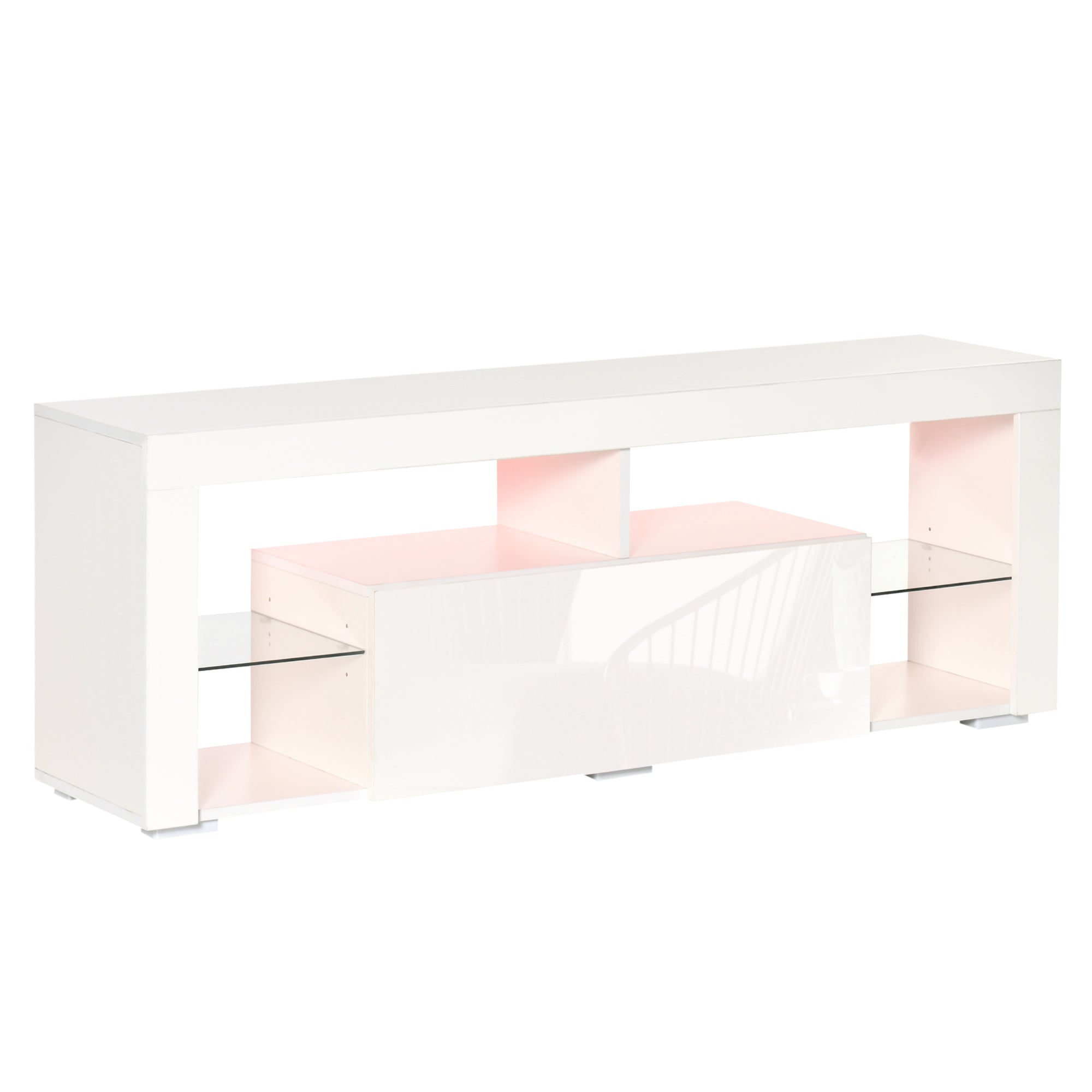 HOMCOM LED TV Stand: 55-Inch High Gloss, Remote Control, Storage, Entertainment Unit, Media Console 