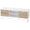 HOMCOM Modern TV Stand for TVs up to 60 Inches Media Entertainment Center Open Shelves Drawers White Wood
