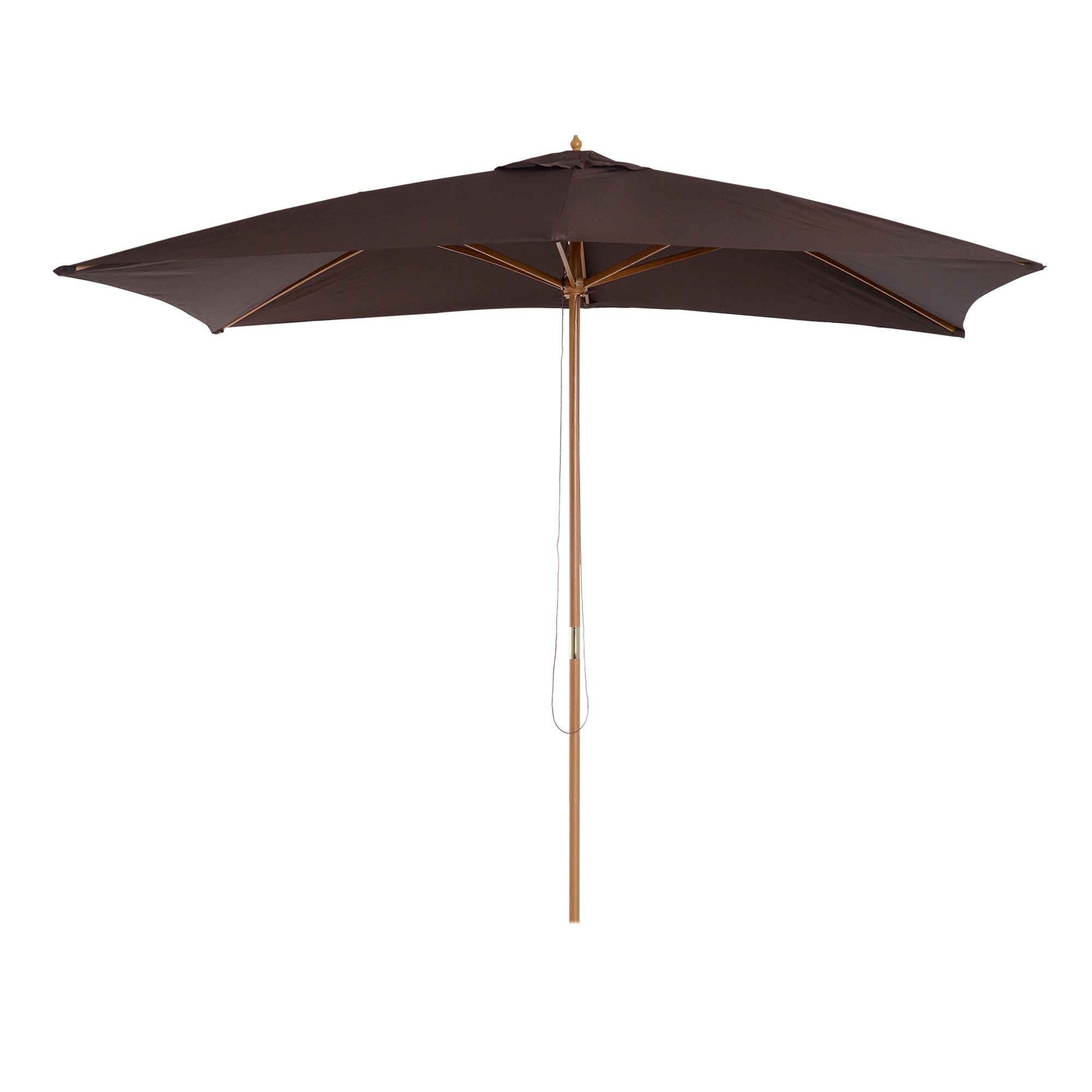 Outsunny 7x10ft Wooden Rectangle Patio Umbrella: Coffee Market Garden Parasol Outdoor Sunshade Canopy 