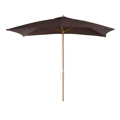 Outsunny 7x10ft Wooden Rectangle Patio Umbrella: Coffee Market Garden Parasol Outdoor Sunshade Canopy 