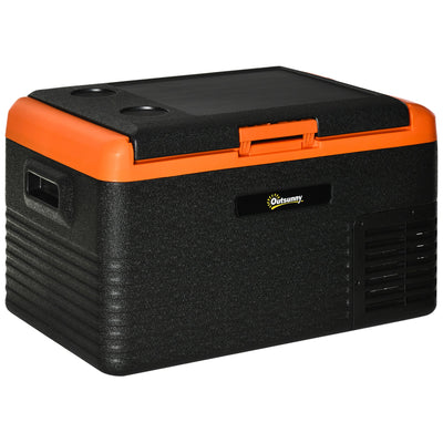 Outsunny Portable Chill: 32 Quart Compact Car Refrigerator Electric Cooler Box for Camping Picnic, 12/24V DC and 100-240V AC 