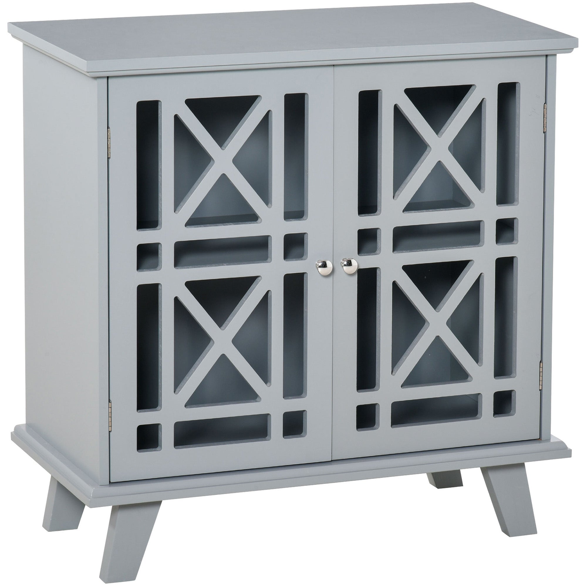 HOMCOM Modern Grey Cabinet: Fretwork Doors, Shelf, Freestanding Sideboard Buffet for Elegant Dining, Living Room 