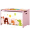 Qaba Kids Storage Chest with Lid, Toy Box Organizer with Safety Hinges for Playroom, Bedroom, Living Room, Pink