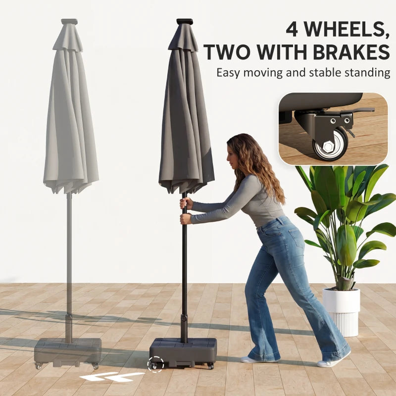 Patio Umbrella Base with Wheels Fillable Outdoor Umbrella Stand for 1.5"/1.9" Poles Black