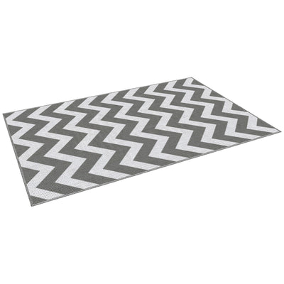 Outsunny Reversible Outdoor RV Rug, Patio Floor Mat, 4' x 6' Plastic Straw Rug for Backyard, Deck, Beach, Camping, Grey & White 