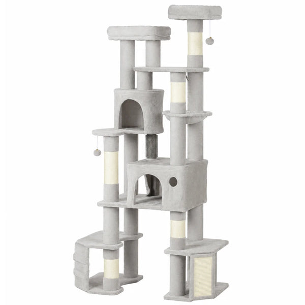 79" Tall Cat Tree for Large Cats with 2 Condos, 2 Beds, Hammock & 5 Scratching Posts