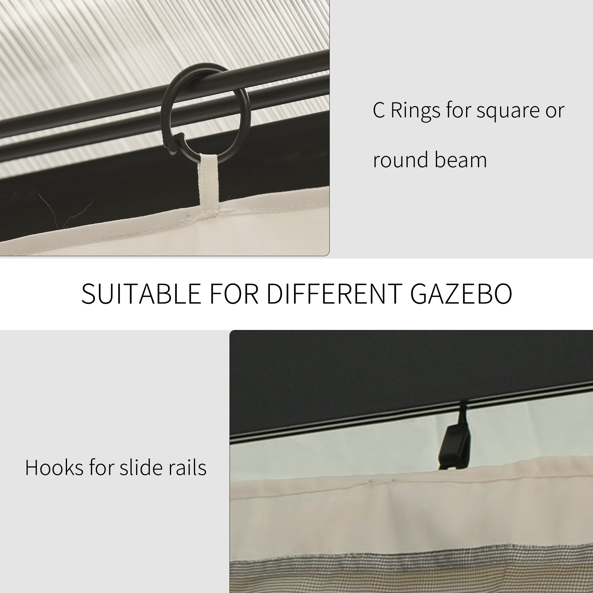 Outsunny Gazebo Curtain 10'x13' Replacement Sidewalls 4-Panel Privacy Wall Beige for Outdoor Use 