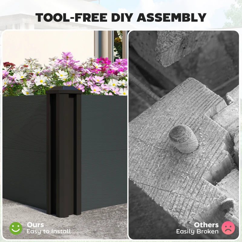 Vinyl Raised Garden Bed Kit, Set of 2 Elevated Garden Boxes with Open Bottom, Screwless Outdoor Planter Box