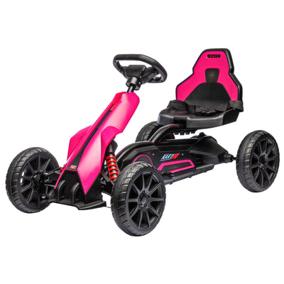 Aosom 12V Kids Electric Go Kart Racer Outdoor Car Forward Backward Adjustable Speed Pink for Ages 3-8 