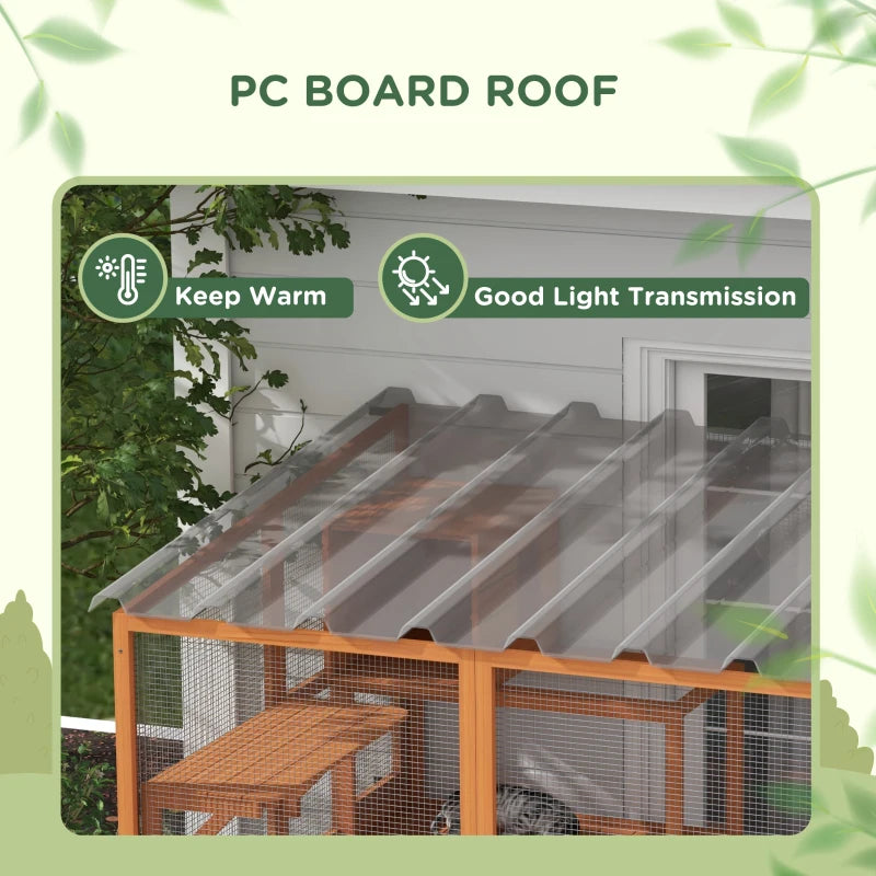 Cat Catio, Large Outdoor Cat Enclosure with 2 Condos, Jumping Platforms, Waterproof Roof, Orange