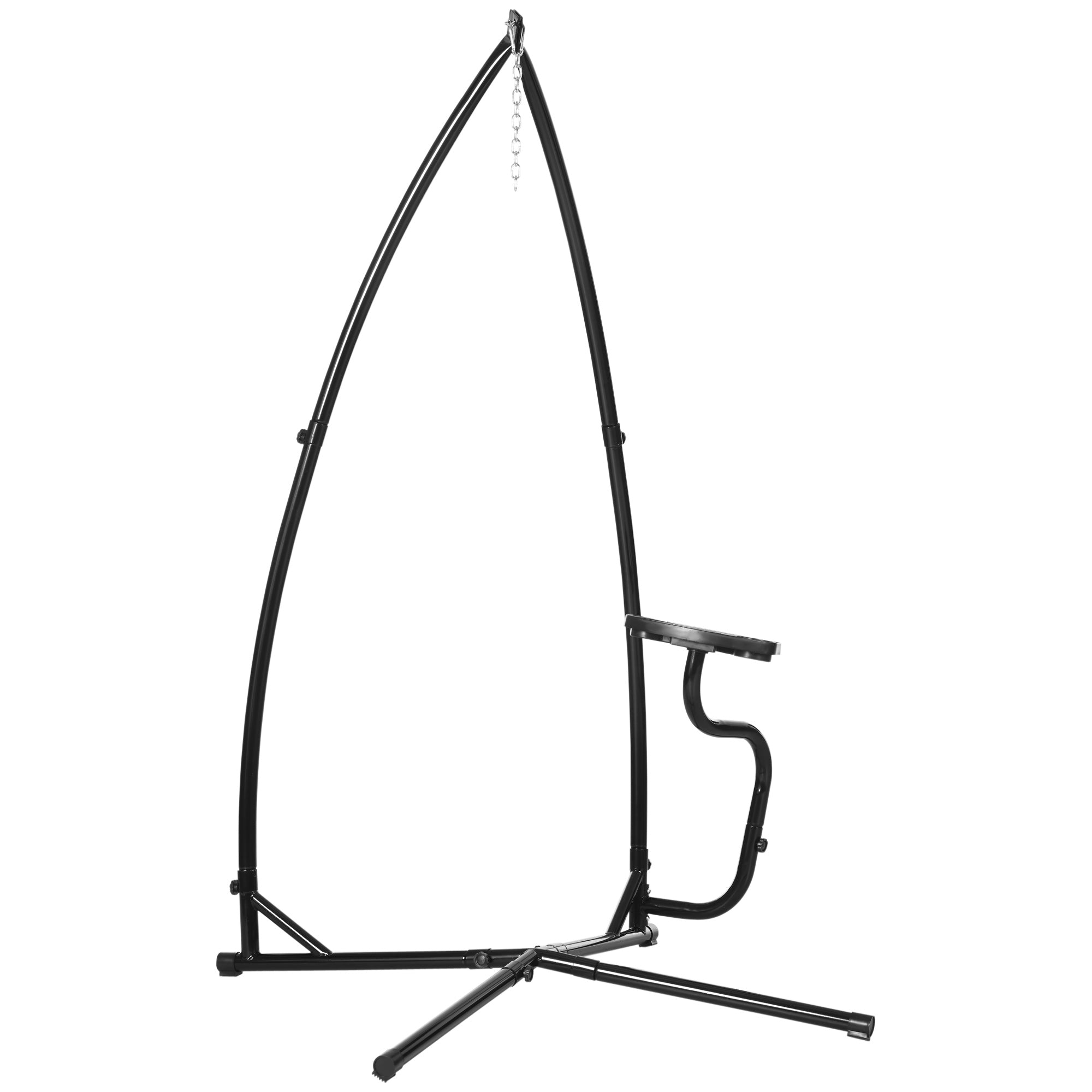 Outsunny Hammock Chair Metal C-Stand - Durable Stand Only for Hanging Chairs, Includes Tray, Ideal for Indoor/Outdoor Use, Black 