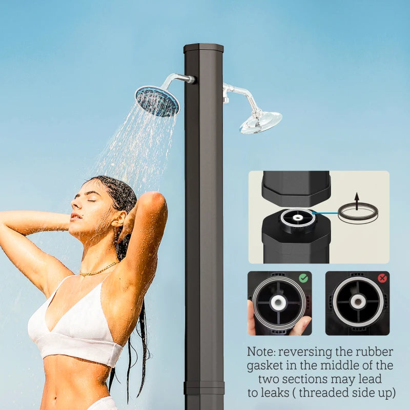 9.2 Gallon Slolar Heated Outdoor Shower, 7.1ft with 2 Free-Rotating Shower Heads & Foot Showers for Poolside Beach Spa